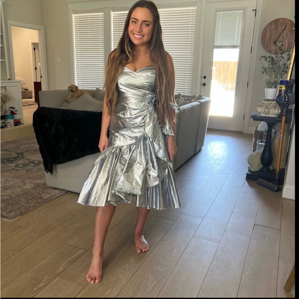 80’s vintage Steppin Out metallic dress
